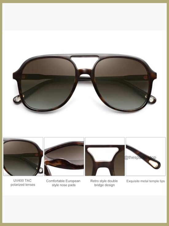 Retro Polarized Aviator Sunglasses with UV400 Protection main image 5